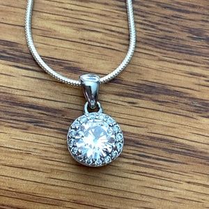 Necklace - 20" Sterling Silver Chain with Sterling Silver and CZ Pendant